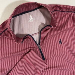 JOHNNIE-O Sweater Men’s XL Red Striped 1/4 Zip Pullover Stretch Outdoors Golf